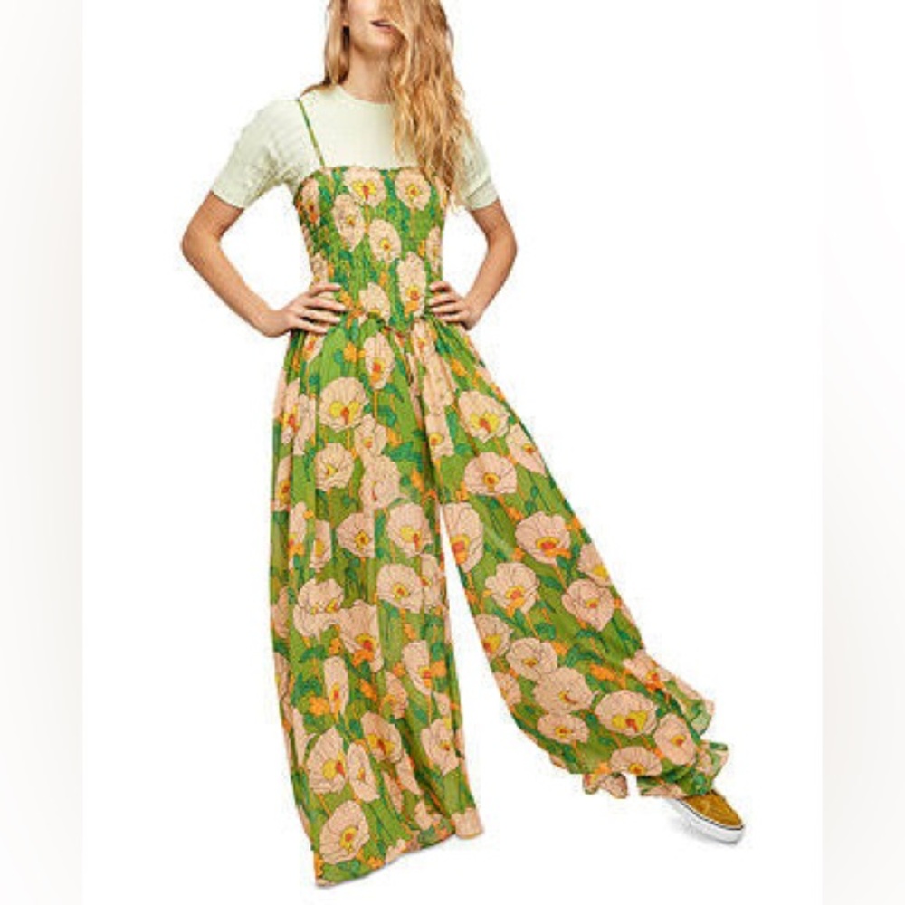Free People Sophia Floral Hippie Style Jumpsuit - Picture 3 of 5